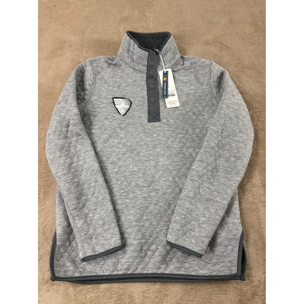 Marine Layer Reversible Lady Corbet Pullover Woman XS Charcoal Diamond NEW Logo